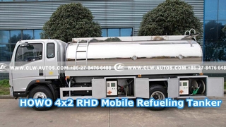 HOWO 4x2 RHD Mobile Refueling Tanker dengan Tangki Paduan Aluminium Cermin