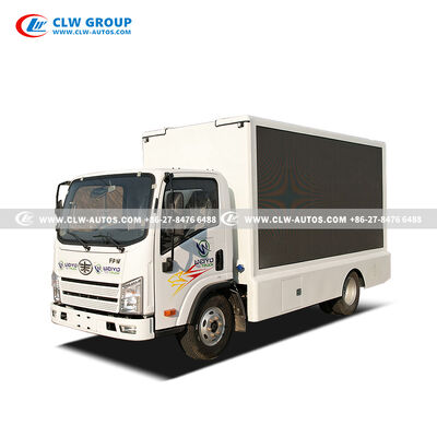 FAW 3-Side P4 Mobile LED Billboard Truck with Hydraulic Lifting Side Screens and Foldable Stage for Digital Advertising
